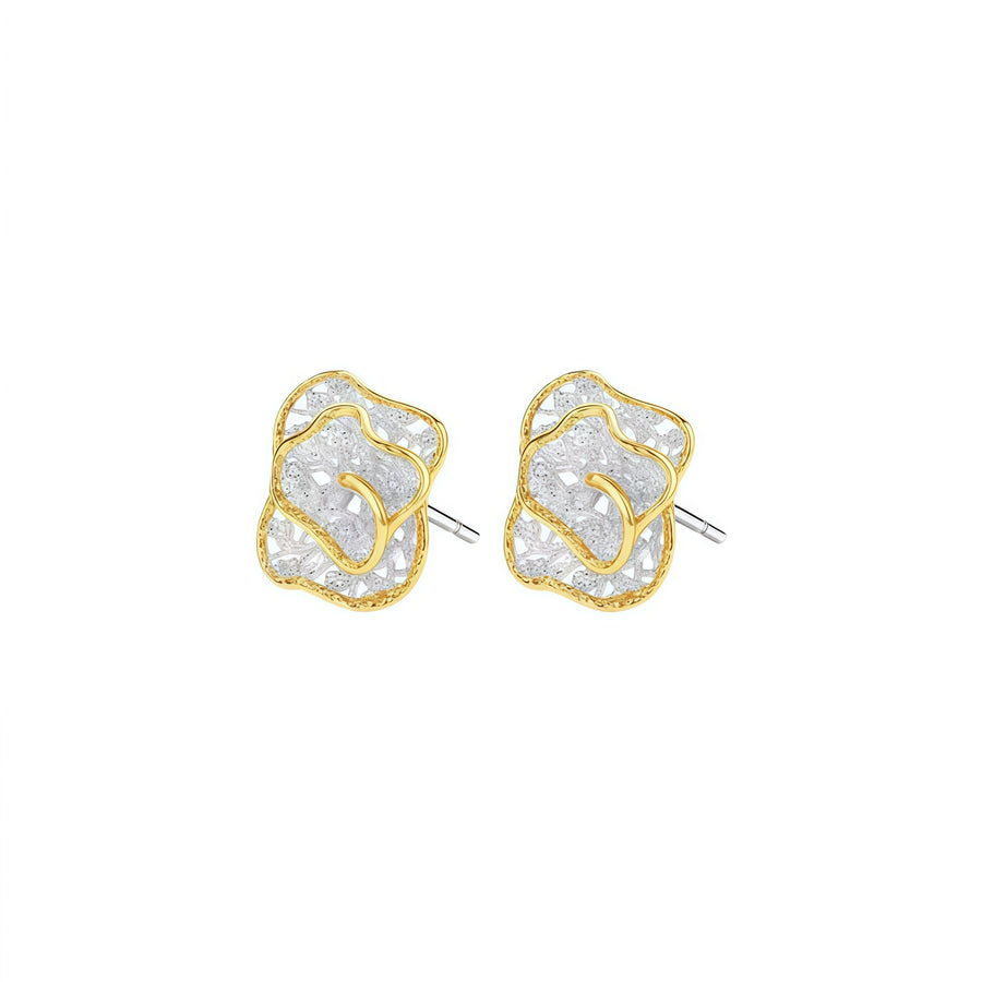 Levis Lace Skirt Stud Earrings (Gold-Edged Silver Core)