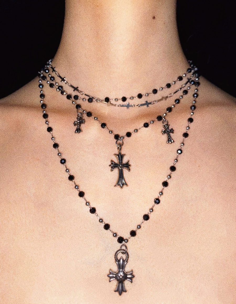 Timeless Noir Cross Necklace