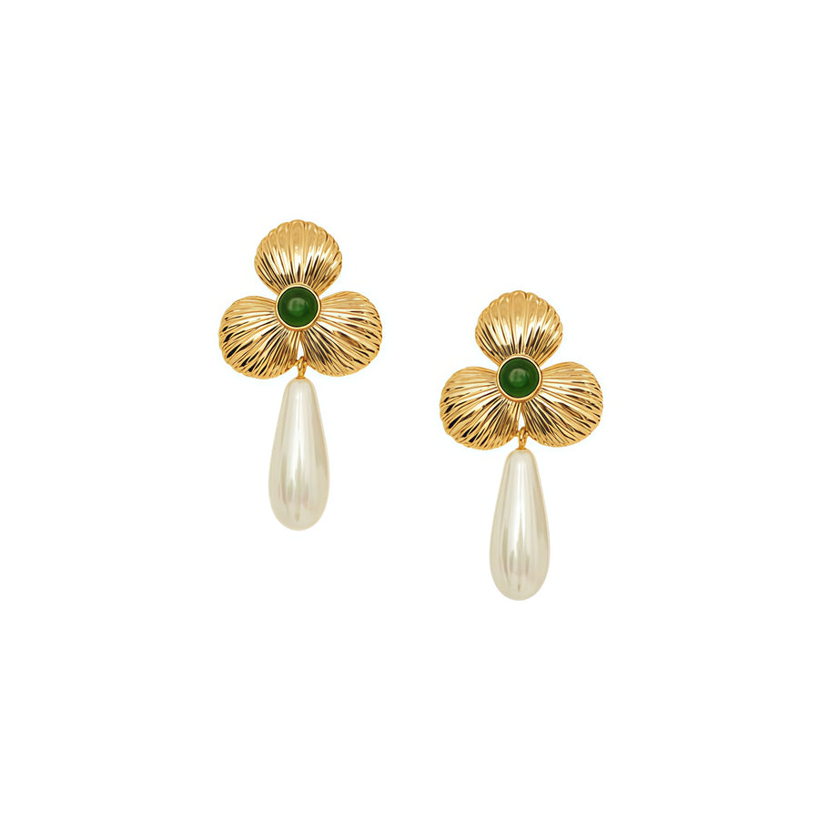 Trinity Pearl Clover Earrings