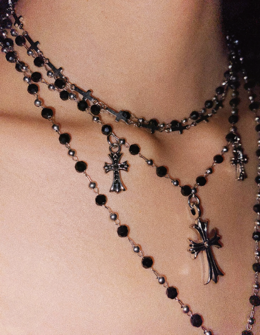 Timeless Noir Cross Necklace