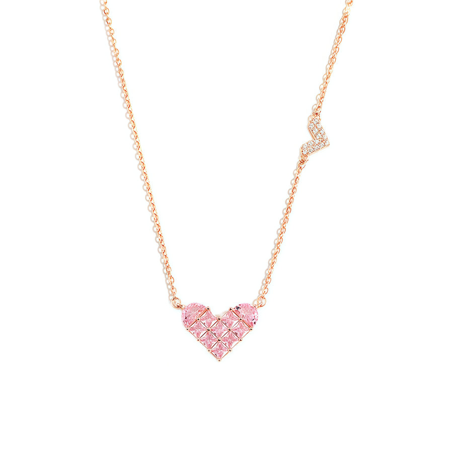 Rosé Lattice Heart Necklace