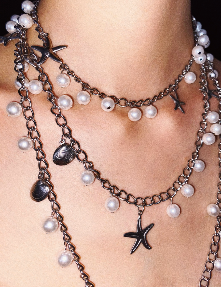 Coastal Opulence: Starfish & Pearl Necklace