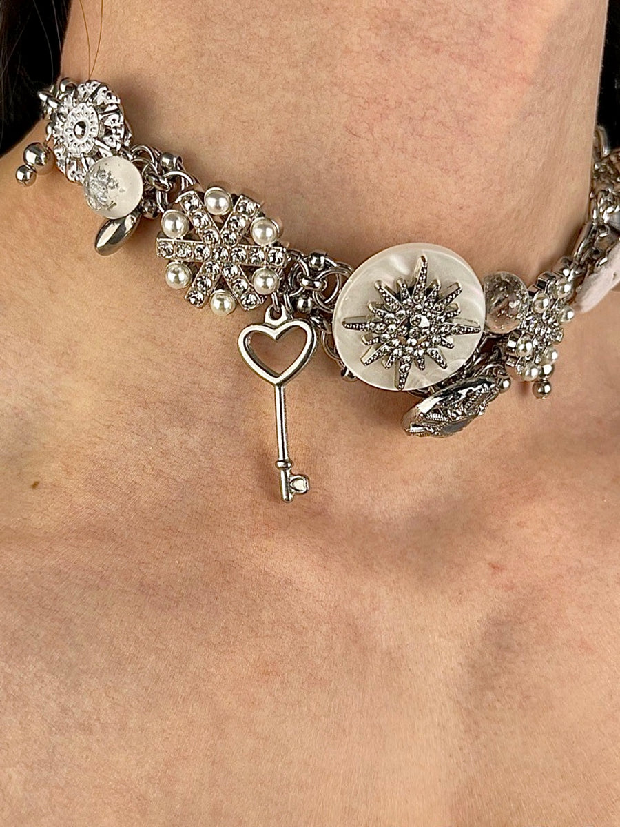 Frostbite Finesse: Punk Winter Snowflake Titanium Necklace