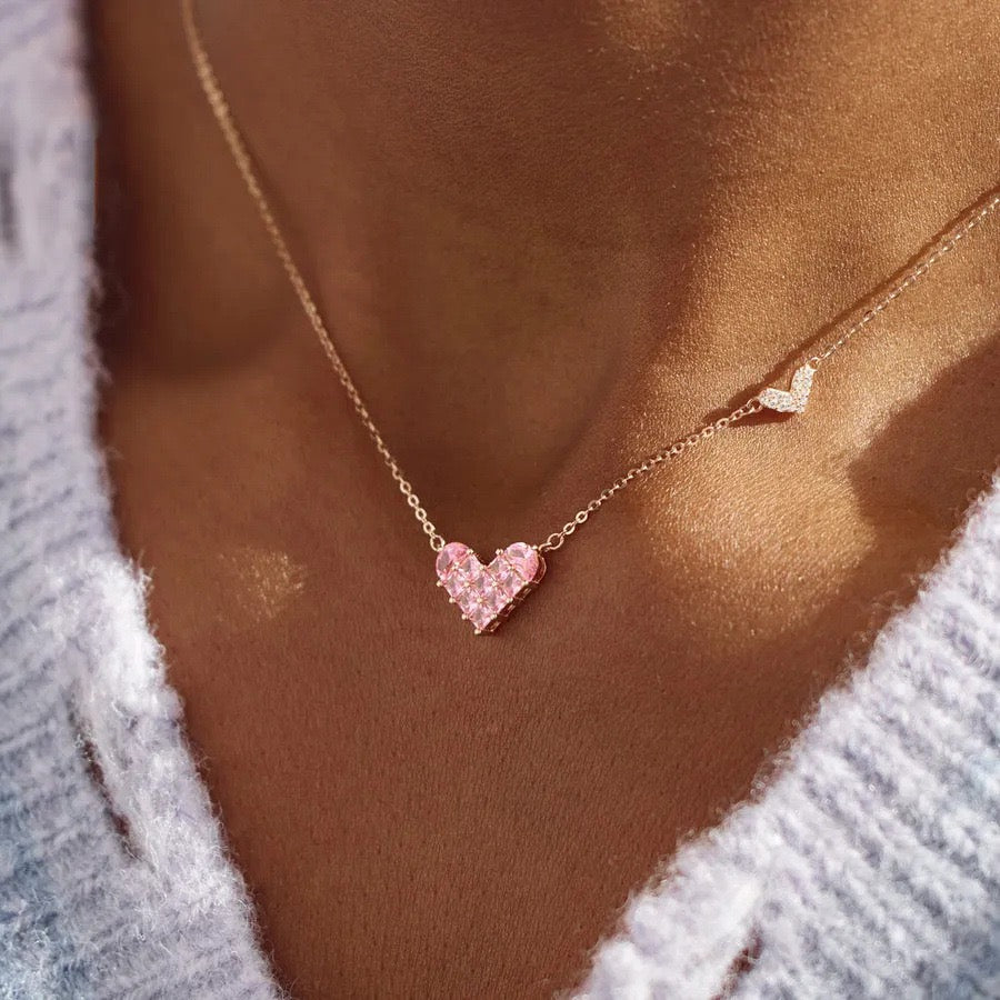 Rosé Lattice Heart Necklace