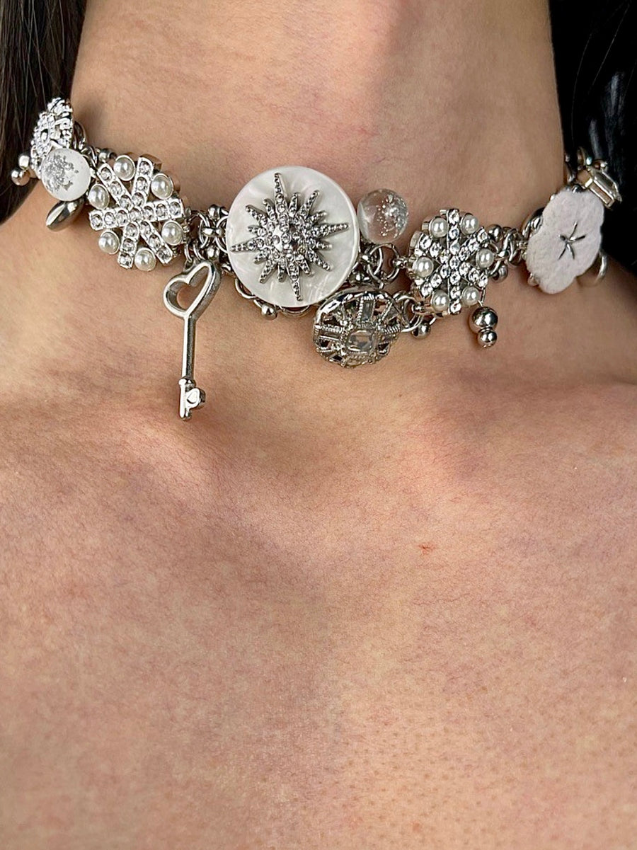 Frostbite Finesse: Punk Winter Snowflake Titanium Necklace