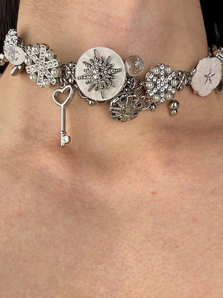 Frostbite Finesse: Punk Winter Snowflake Titanium Necklace