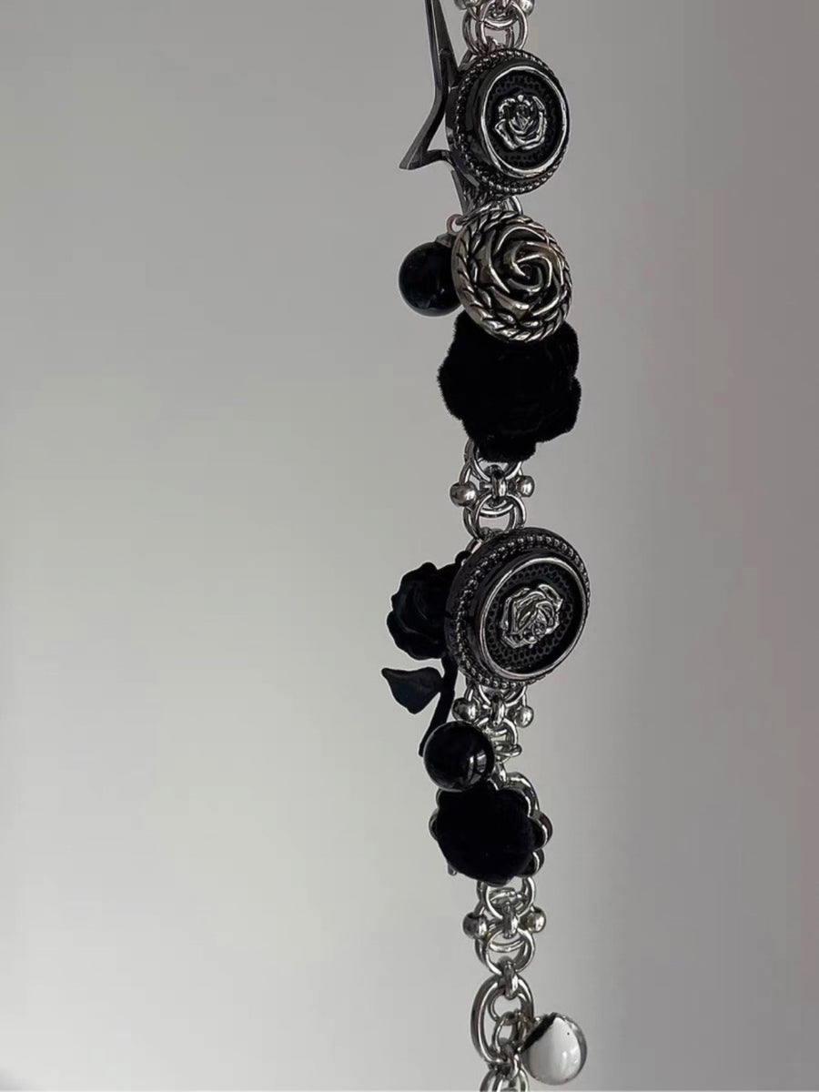 Thorn Rose Rebellion: Punk Pompom Titanium Steel Heavy Duty Necklace from Design Premium Collection