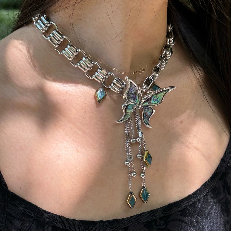 Luxe Flutter: Vintage Tassel Collarbone Necklace from Punk Butterfly Light Luxury Collection