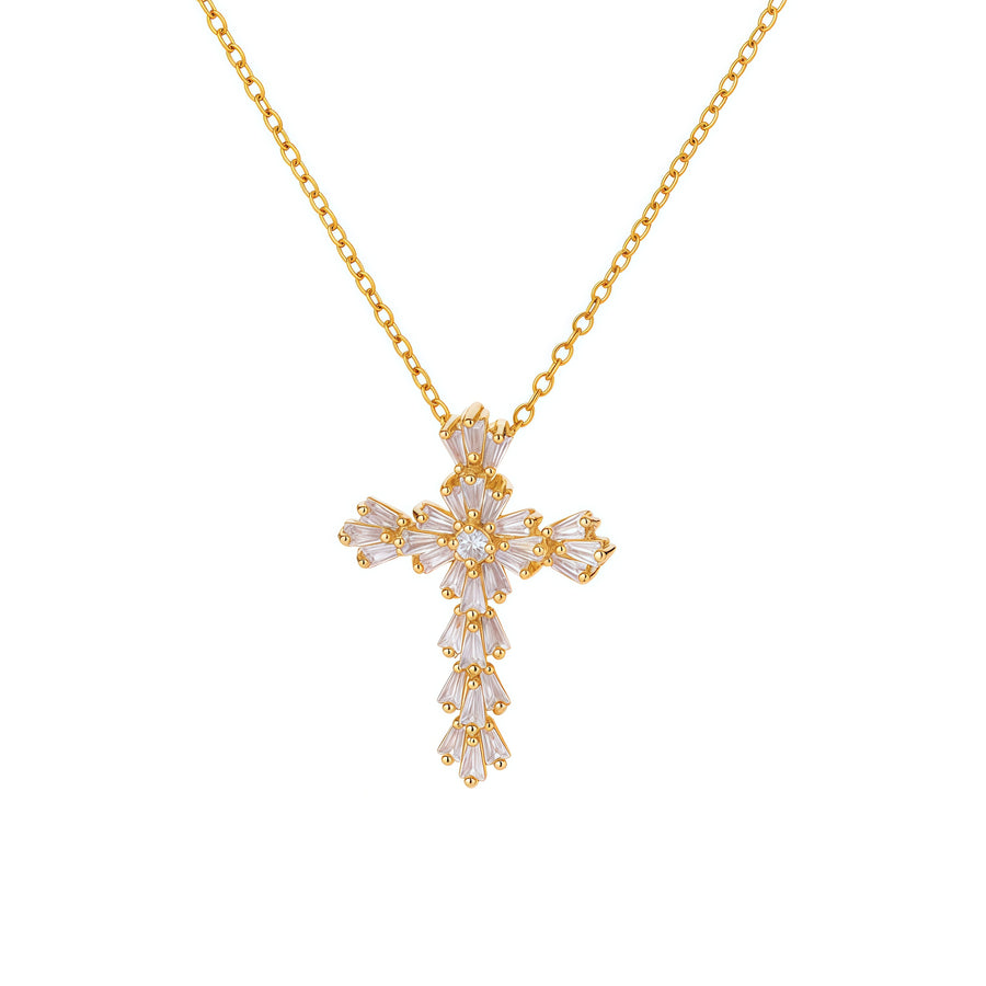 Luminous Veil Cross Necklace