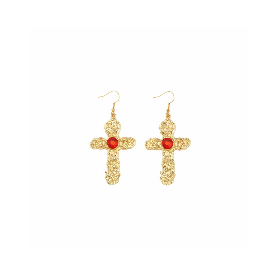 Eternal Flame Cross Earrings