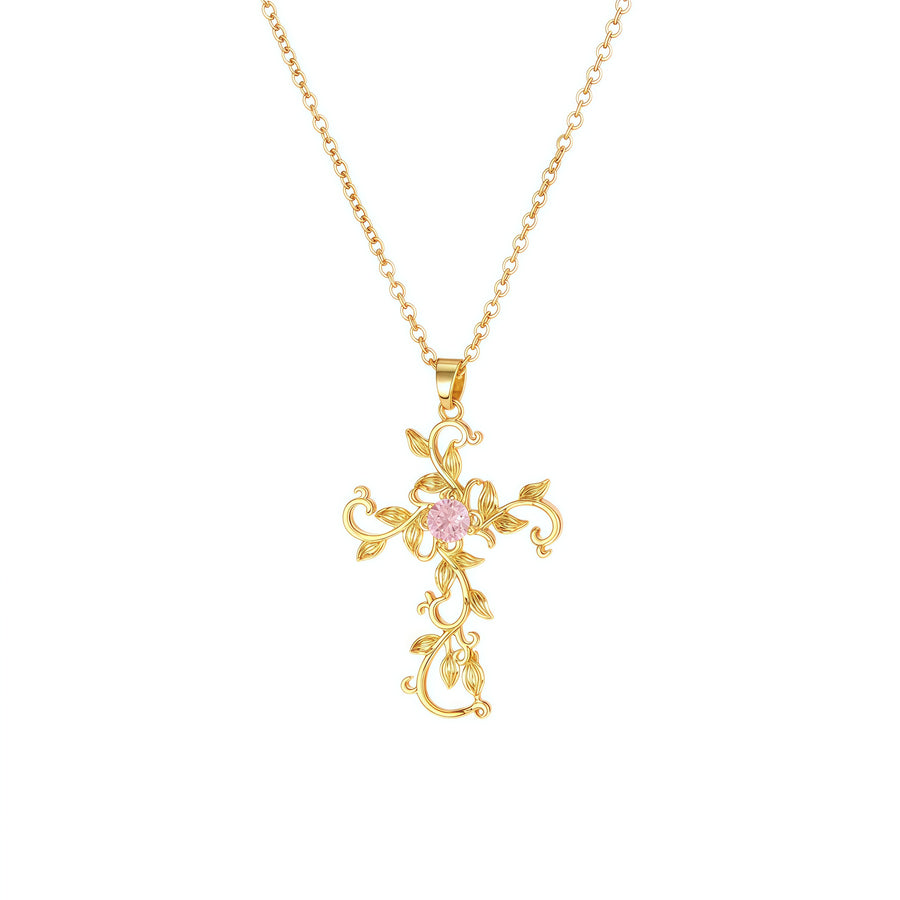 Elysian Bloom Cross Necklace