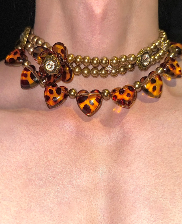 Savage Heart: Leopard & Pearl Choker Necklace