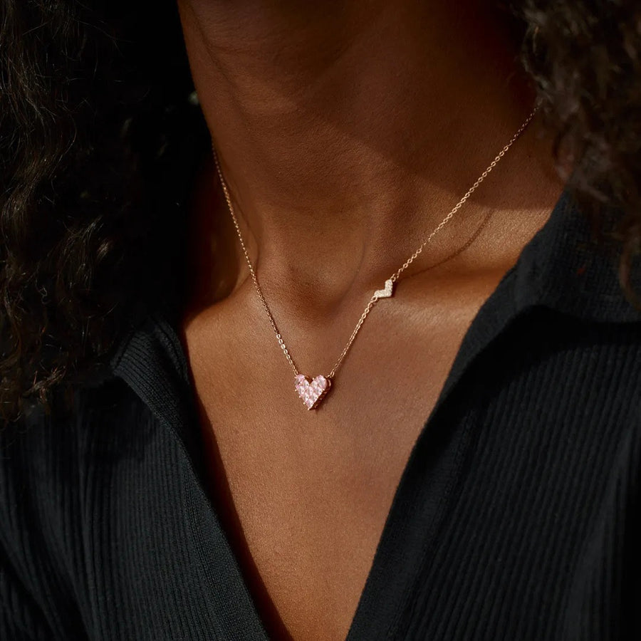 Rosé Lattice Heart Necklace