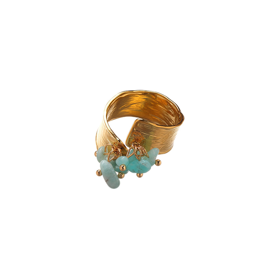 Serenity Cascade: The Aquamarine Charm Ring