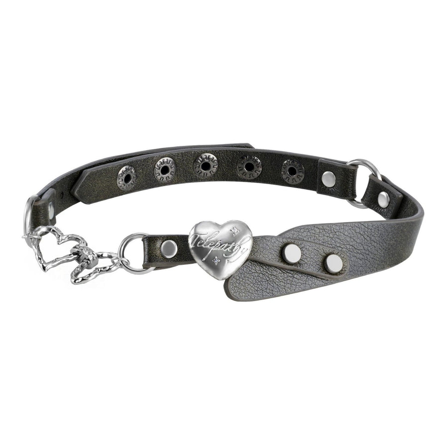 Rebel Love Craft: Original Design Belt Heart Engraved Punk Necklace