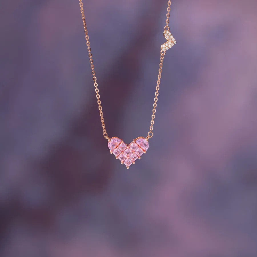Rosé Lattice Heart Necklace