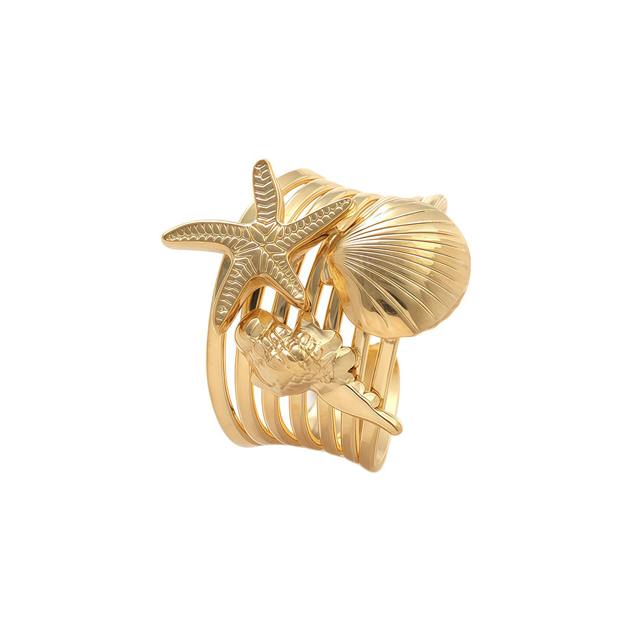 Tidal Treasures: The Seashell Gold Cuff Ring