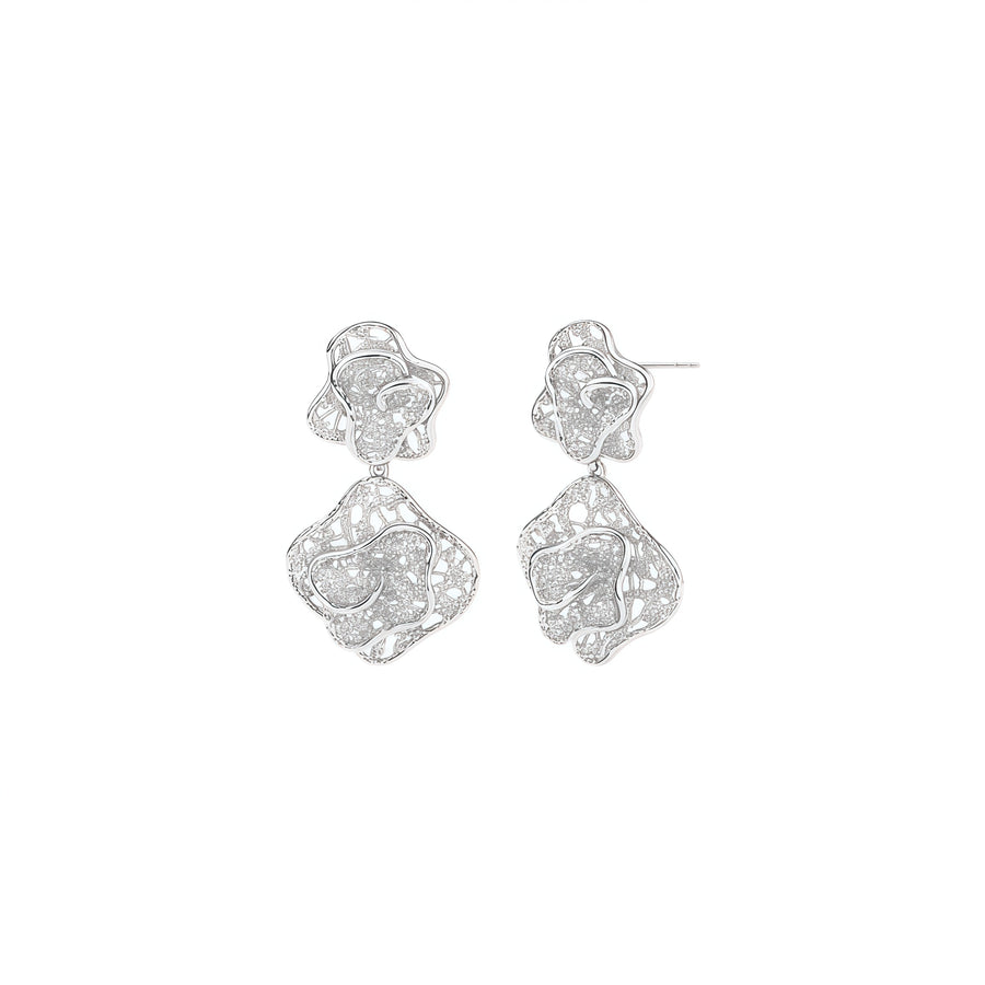 Levis Lace Fluid Skirt Stud Earrings (Silver)