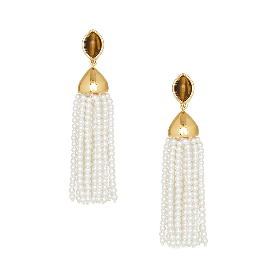 Regal Tassel Pearl Earrings