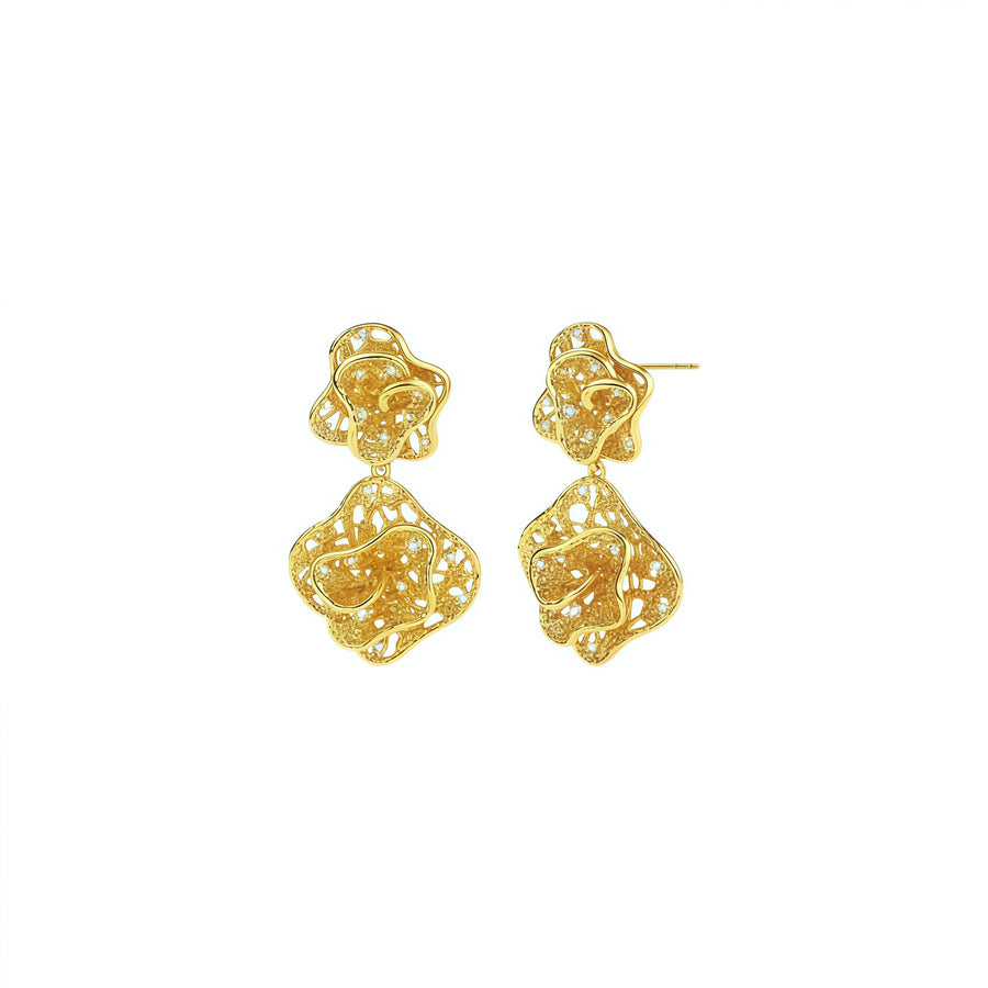 Levis Lace Fluid Skirt Stud Earrings (Gold)