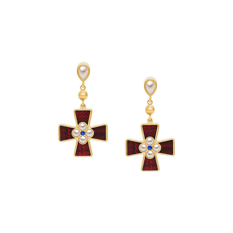 Cross Chapel Plaid Earrings