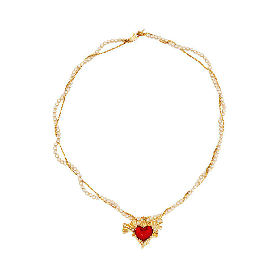 Flameheart Double-Pearl Necklace