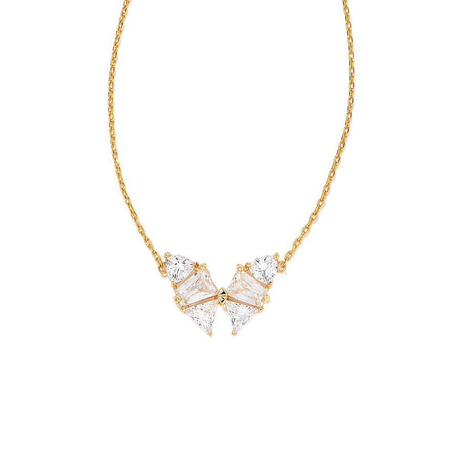 Stardust Whispers: Zircon Butterfly Inlay Necklace