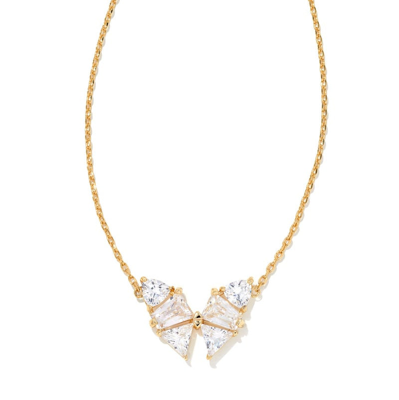 Stardust Whispers: Zircon Butterfly Inlay Necklace