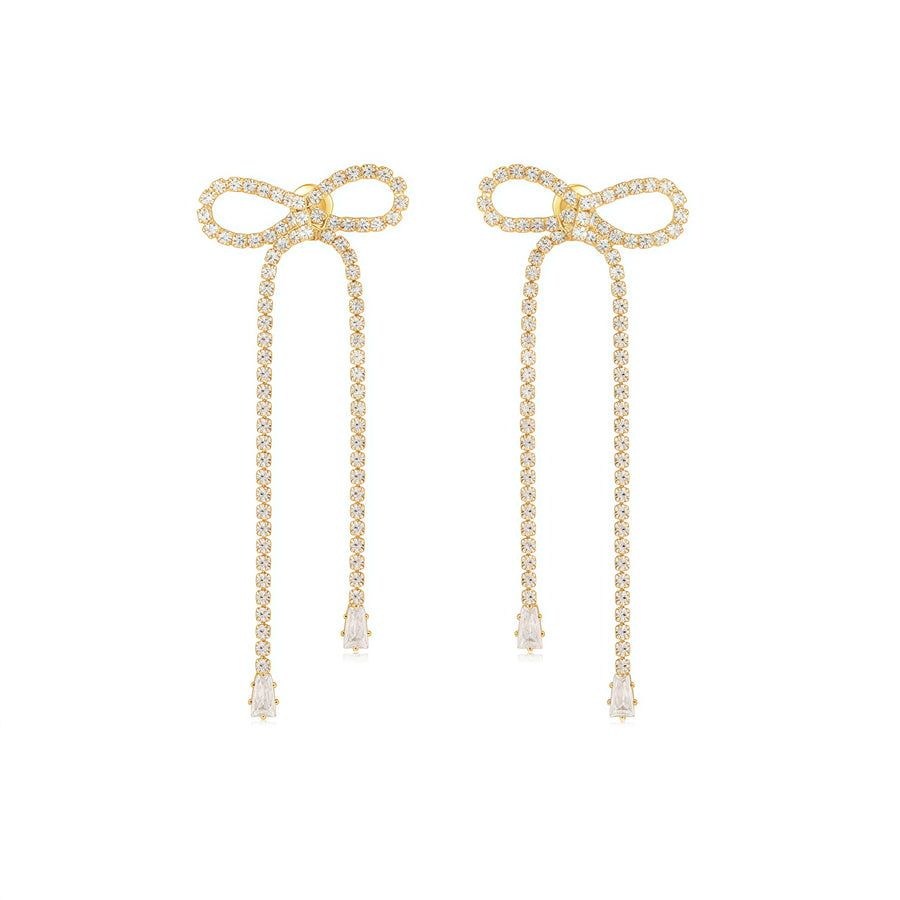 Eternal Grace: The Diamond Ribbon Drop Earrings